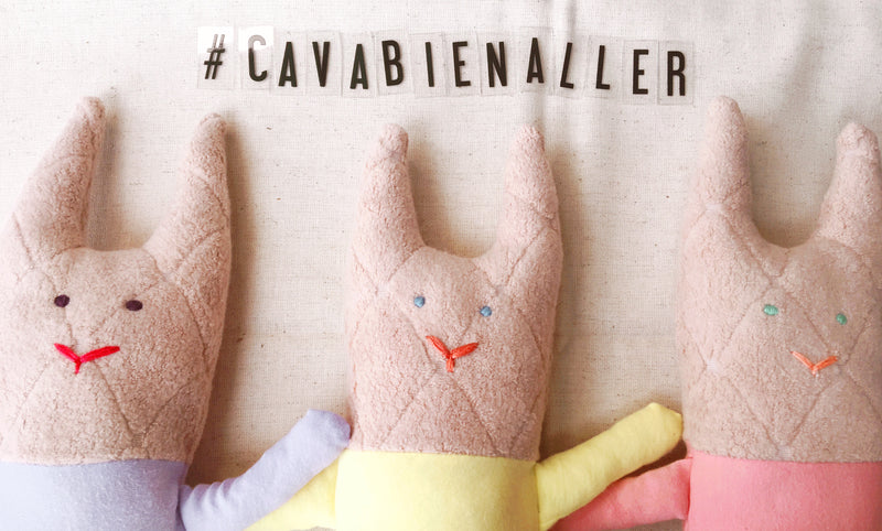 Peluche montréal, Latibulle, fait main, local, toutou, doudou, Alain le lapin qui va bien - ça va bien aller 2